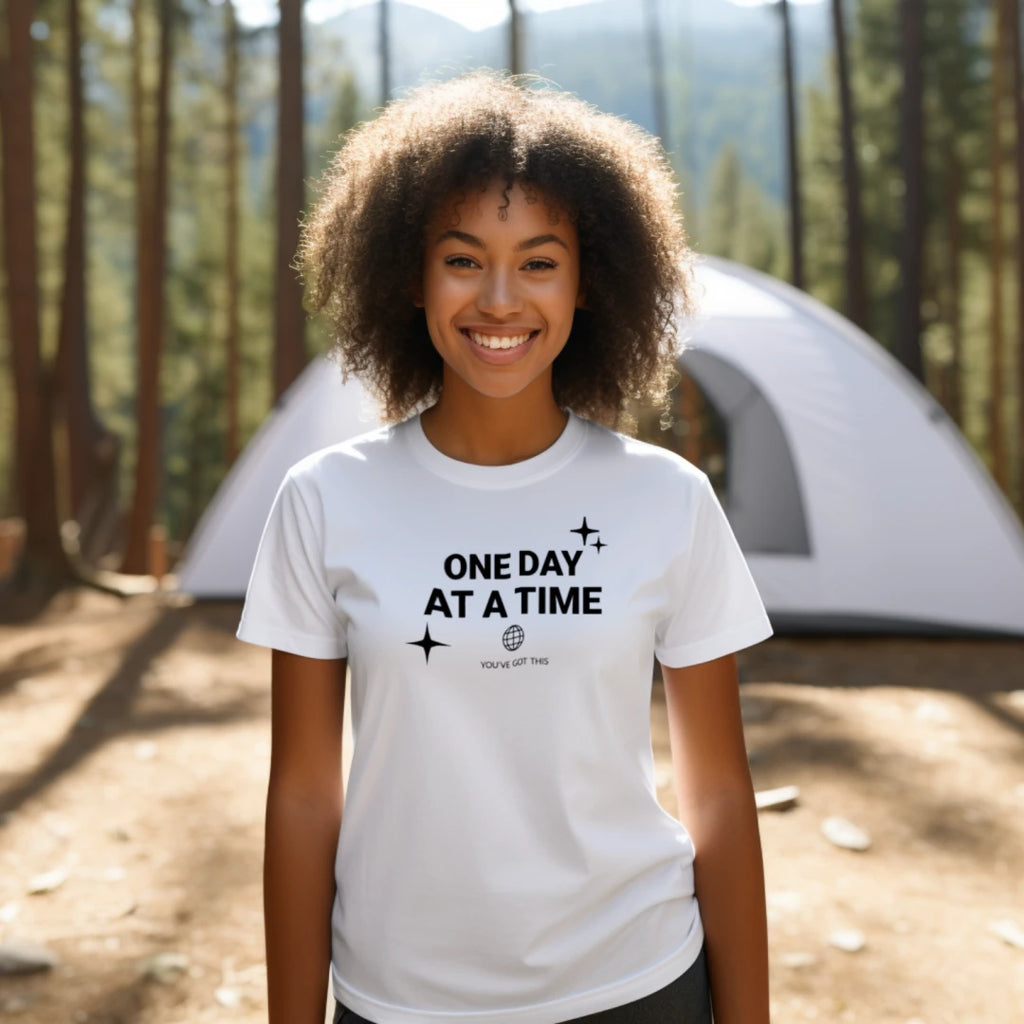 One Day at a Time Black - Bella + Canvas 3001CVC Unisex Heather CVC T-Shirt