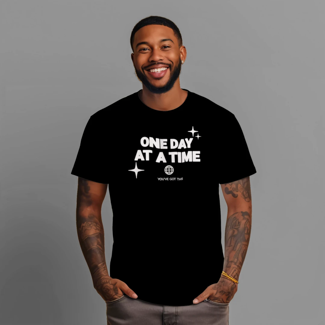 One Day at a Time White - Bella + Canvas 3001CVC Unisex Heather CVC T-Shirt