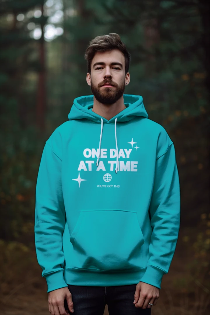 One Day at a Time White - Bella + Canvas 3719 Unisex Poly-Cotton Fleece Pullover Hoodie