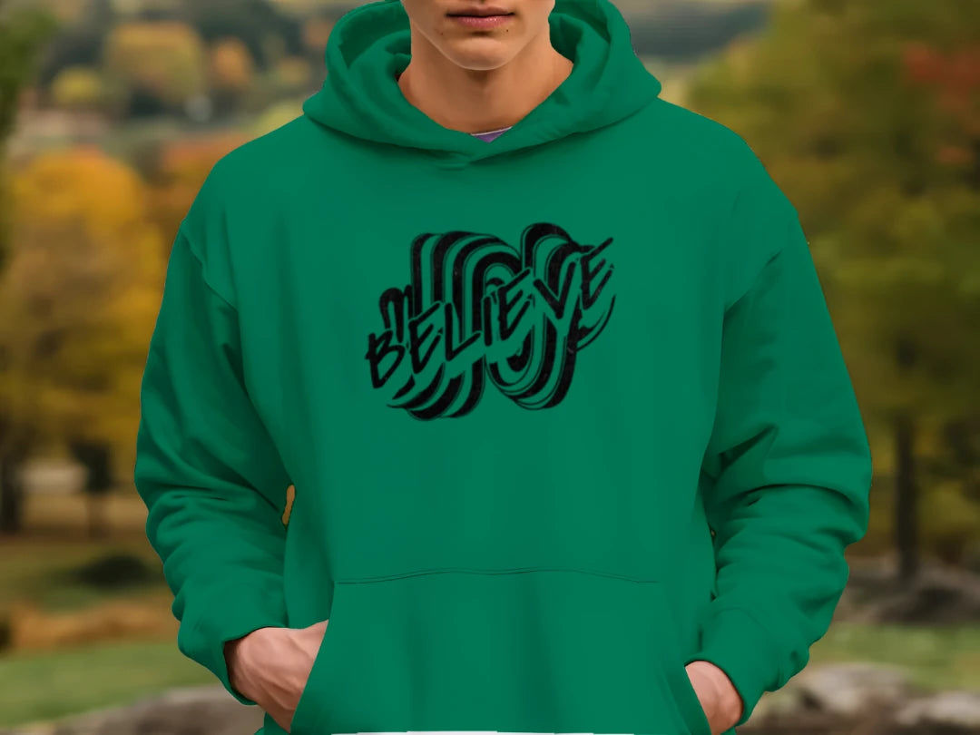 Believe Black - Bella + Canvas 3719 Unisex Poly-Cotton Fleece Pullover Hoodie